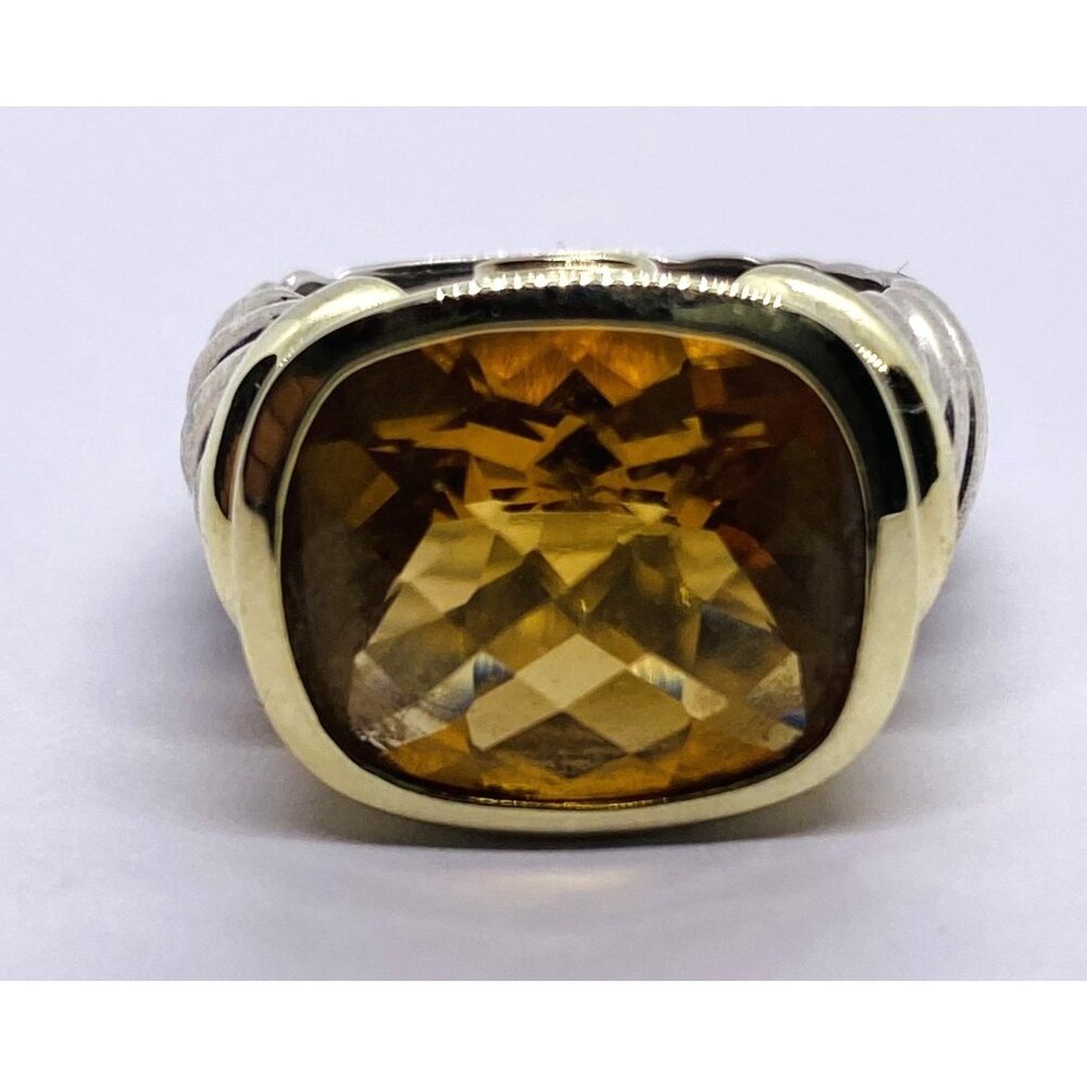 David Yurman 14K Yellow Gold & Sterling Silver Citrine Noblesse Cable Ring Sz 6.